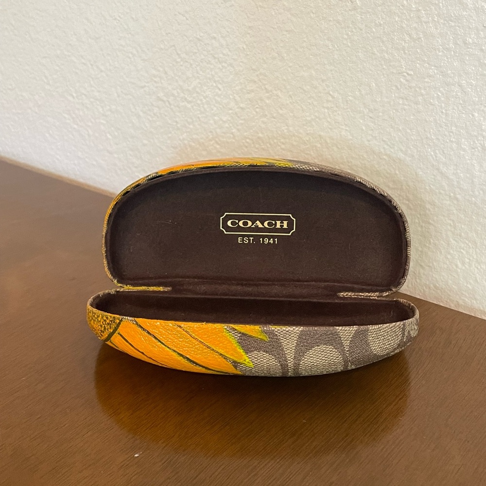Coach Glasses Case with Hand Painted Sunflower - Picture 4 of 4